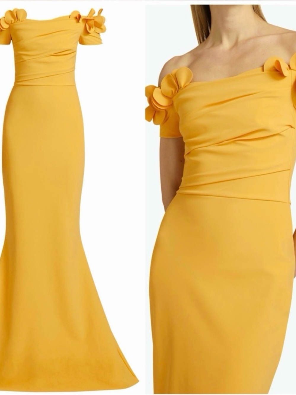 Chiara Boni La Petite Robe Yiana
Floral Applique Gown Yellow Maxi Dress Size 16